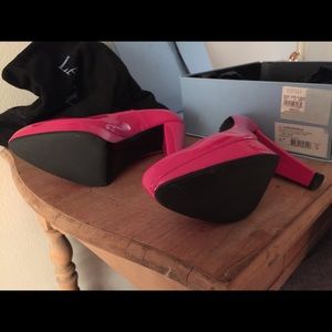 Lanvin Hot Pink Patent Block Heel Pump Shoes 36/ 6